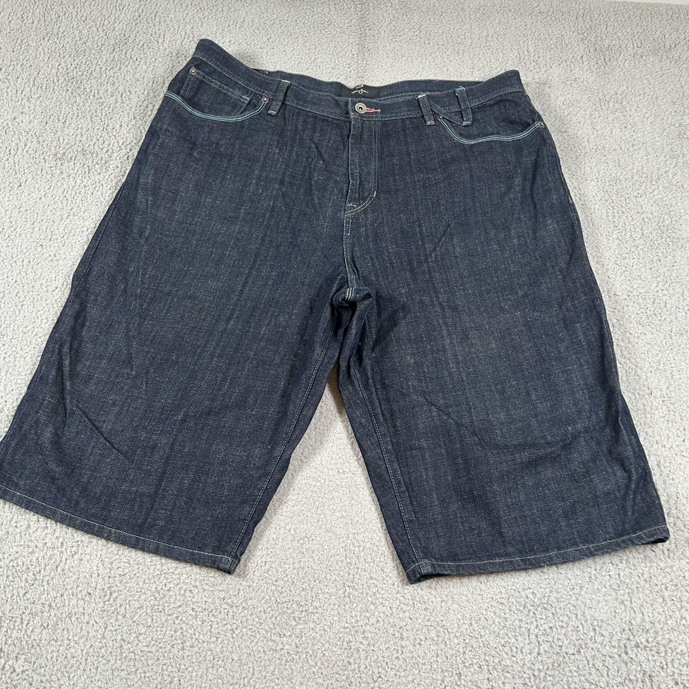 Sean John Men's Denim Bermuda Shorts 42 Blue Relaxed Fit Colorful‎ SJ Logo